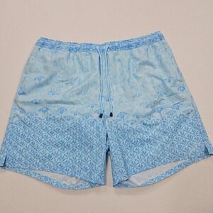 Peter Millar Swim Shorts Men XL Blue Stingray Print Trunks Lined Koozie MS24P01‎